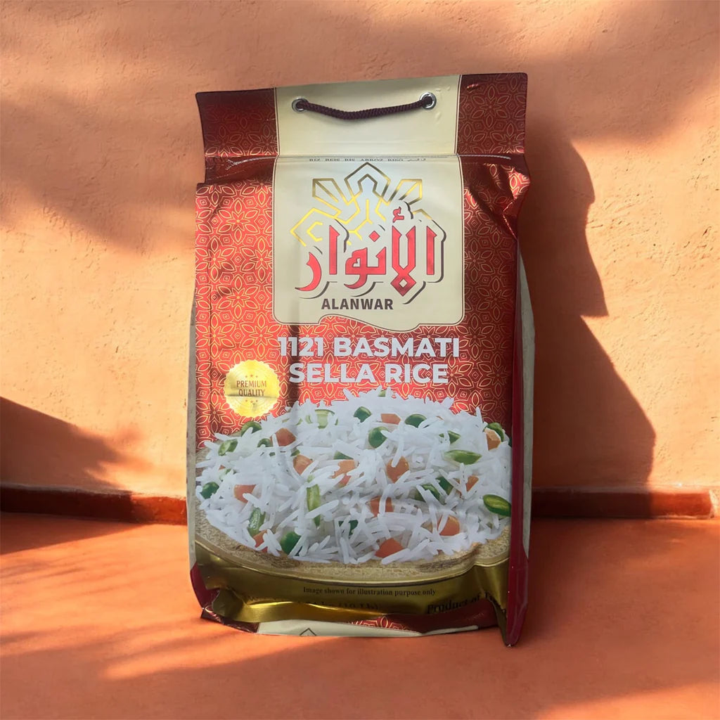 Al Anwar Basmati Rice (Indian) – long grain rice رز الانوار البسمتي ( الهندي) ذو الحبه الطويله
