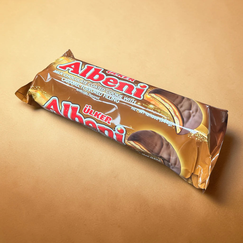 Albeni Milk Chocolate Cookie with Caramel Flavor ألـبيني بسكويت بالشوكولاتة بالحليب بنكهة الكراميل